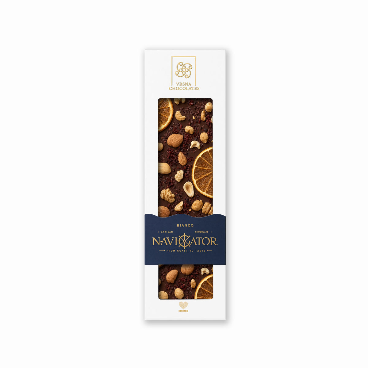 Navigator Bianco | Honey Milk Chocolate with Hazelnuts, Oranges and Sour Cherries